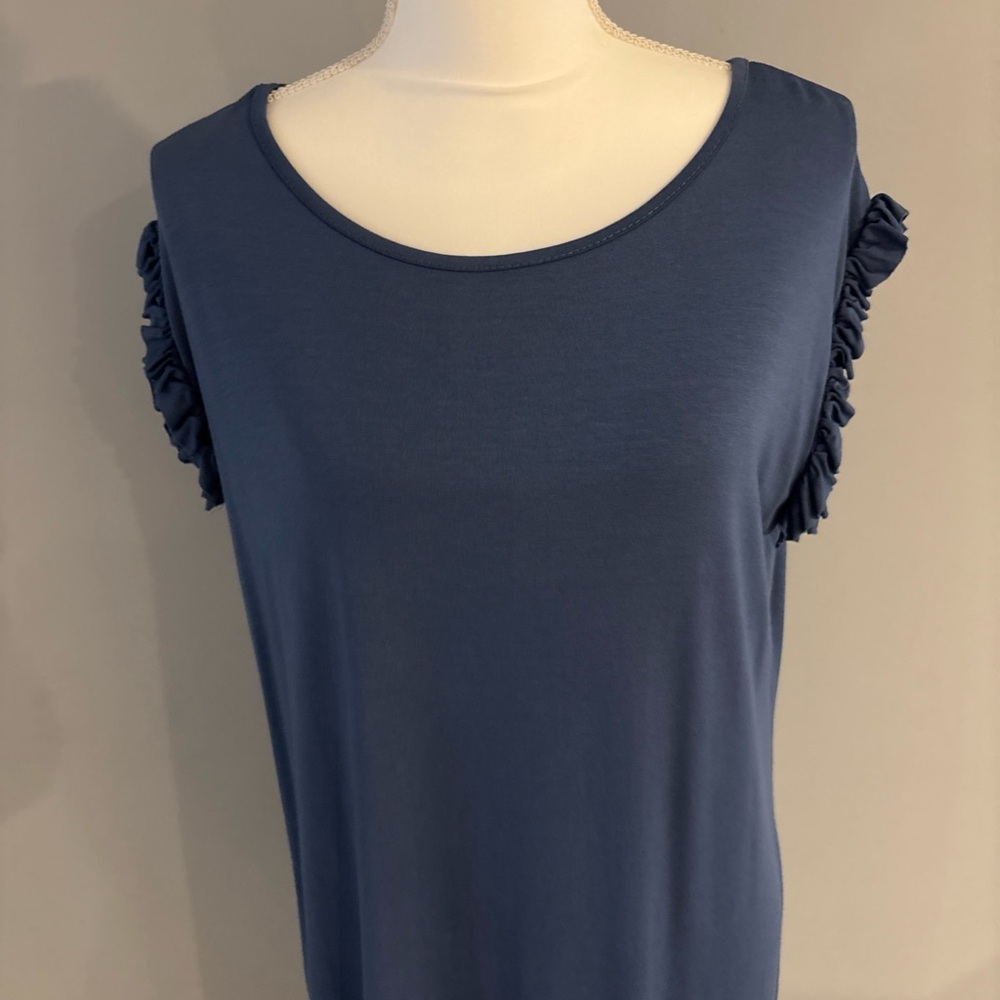 Miss Or Women Unbranded Beach Or Summer Shirt Dress 95% Cotton NWOT Blue XL - Picture 3 of 6